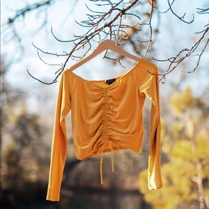 Yellow off the shoulder crop-top
